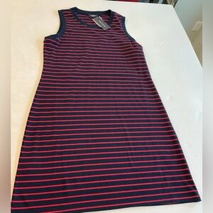 Tommy Hilfiger Classic Navy and Red Striped Midi Dress New Women’s Large Logo